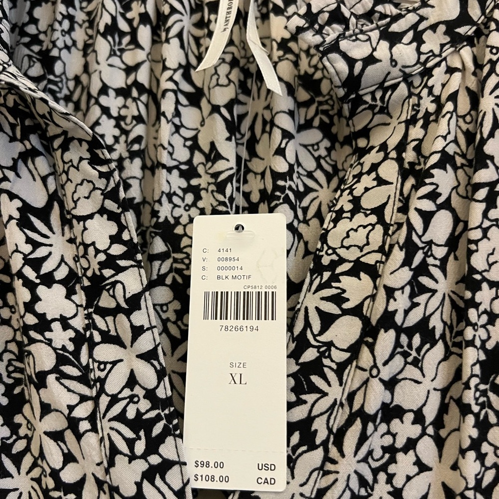 Anthropologie Black and White Floral Midi Dress - Picture 4 of 4